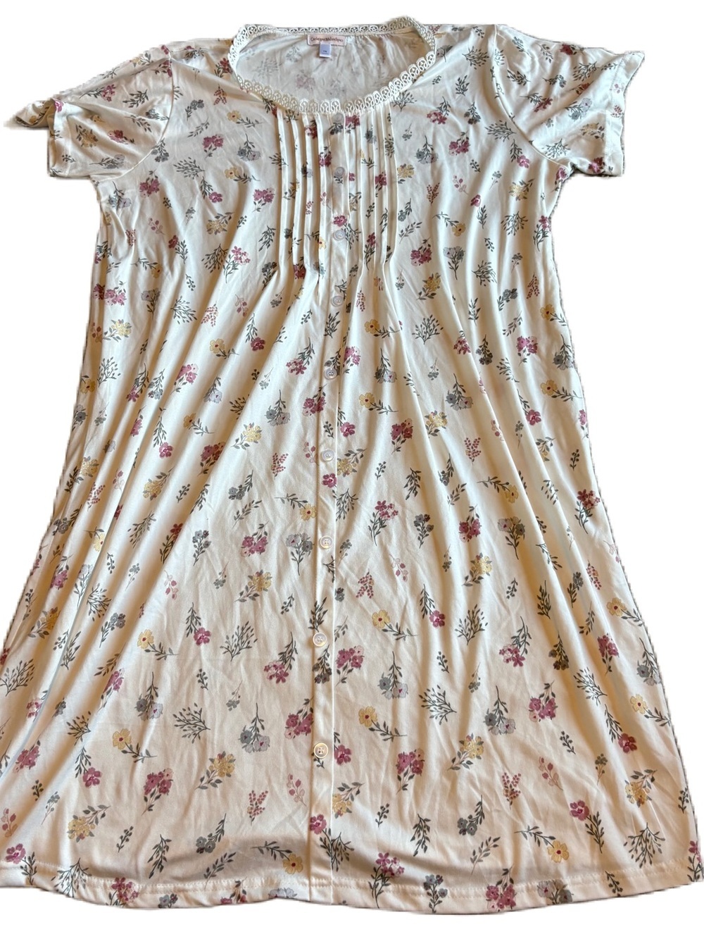 Catherine Malandrino Cream Floral Nightgown 1X Granny Core Cottage Core